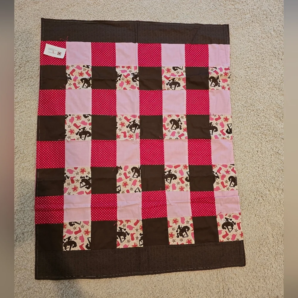 Child's Horse Handmade Quilt Cowgirl Country Polkadots Horse Wallhanging